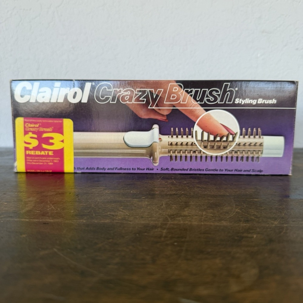 VINTAGE‎ Clairol CRAZY BRUSH Model CB-2 Heated Hair Styler Brush Rotating Barrel